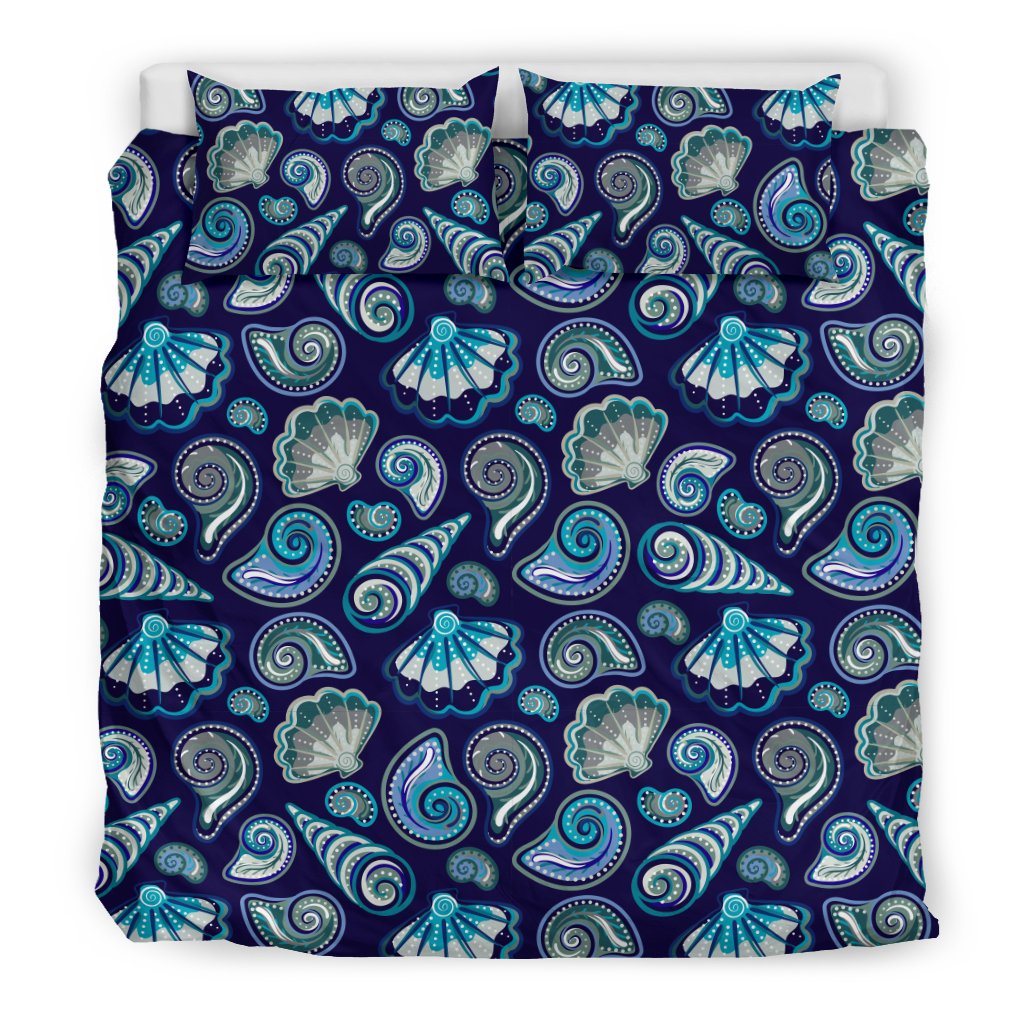 Beach Seashell Blue Print Duvet Cover Bedding Set