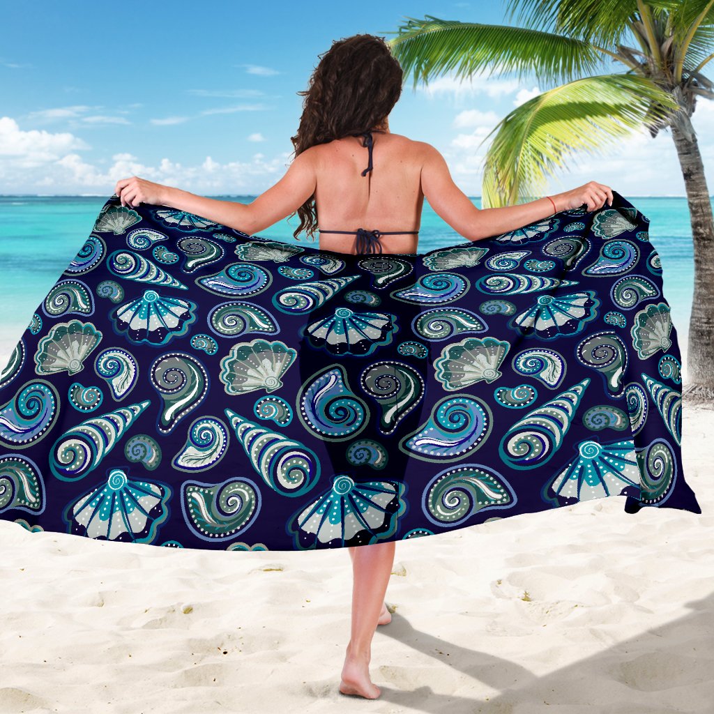 Beach Seashell Blue Print Sarong Pareo Wrap