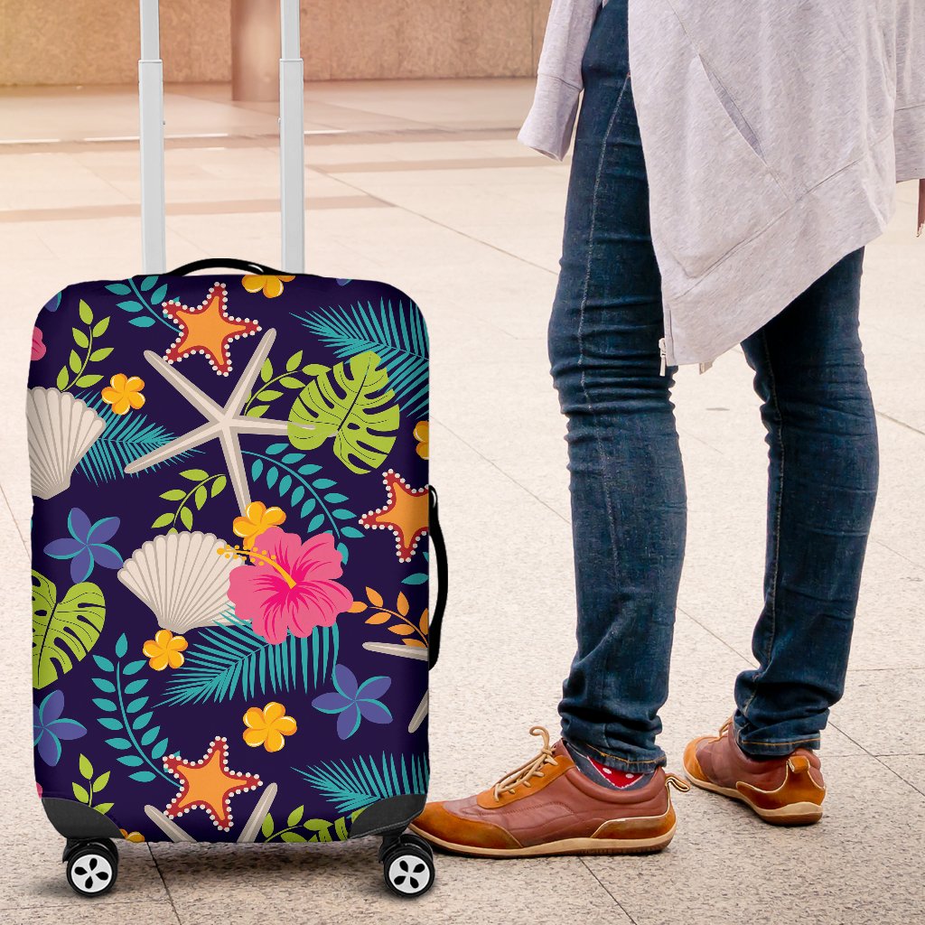 Beach Seashell Floral Theme Luggage Cover Protector