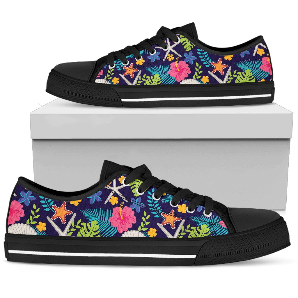 Beach Seashell Floral Theme Women Low Top Shoes