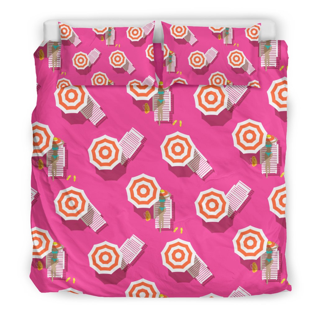 Beach Top View Umbrella Theme Duvet Cover Bedding Set