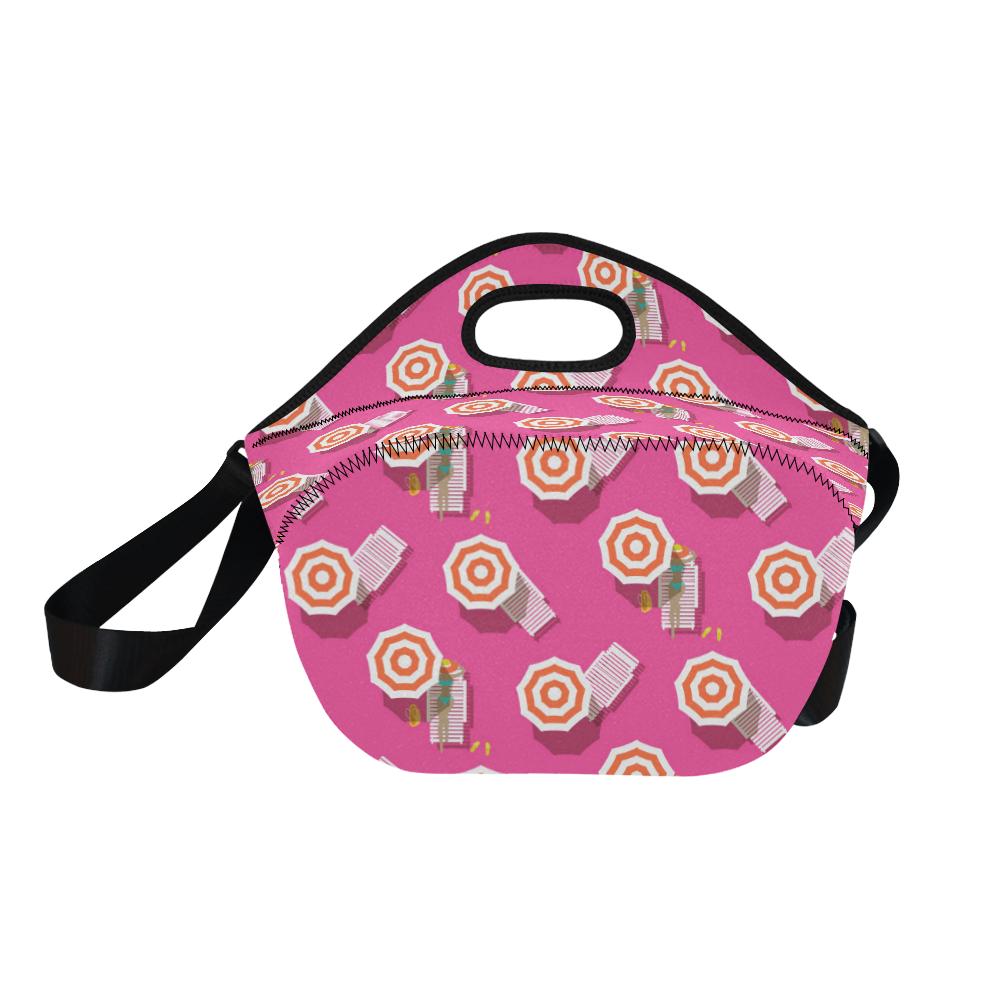 Beach Top View Umbrella Theme Neoprene Lunch Bag (Model 1669)(Large)-JTAMIGO.COM