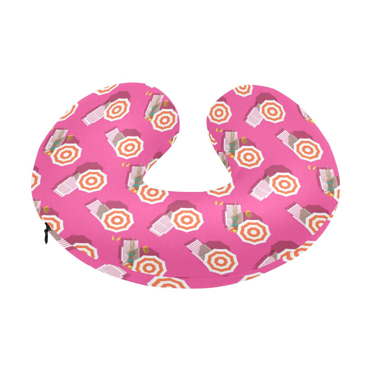 Beach Top View Umbrella Theme U-Shaped Travel Neck Pillow-JTAMIGO.COM