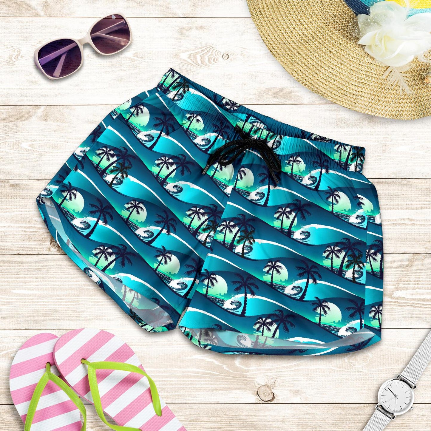 Beach Wave Design Print Women Shorts-JTAMIGO.COM