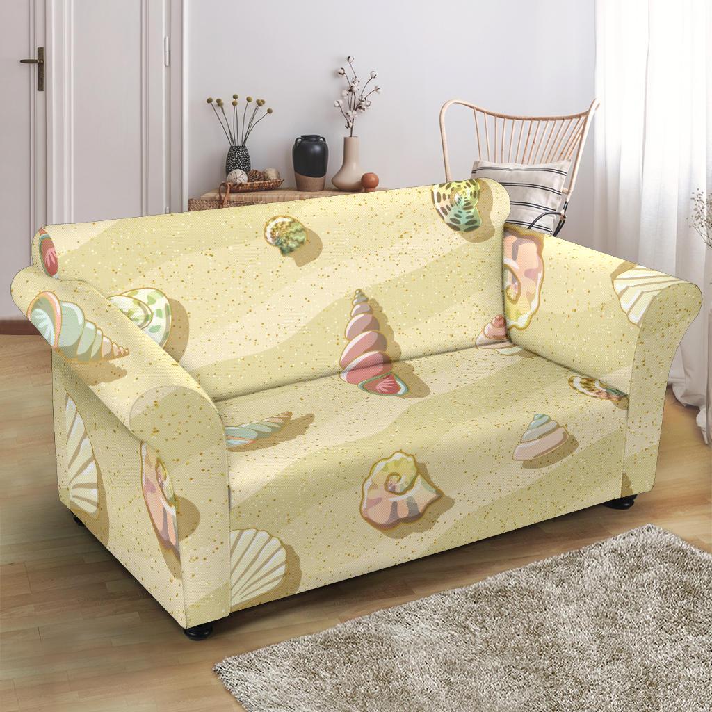 Beach with Seashell Theme Loveseat Slipcover-JTAMIGO.COM