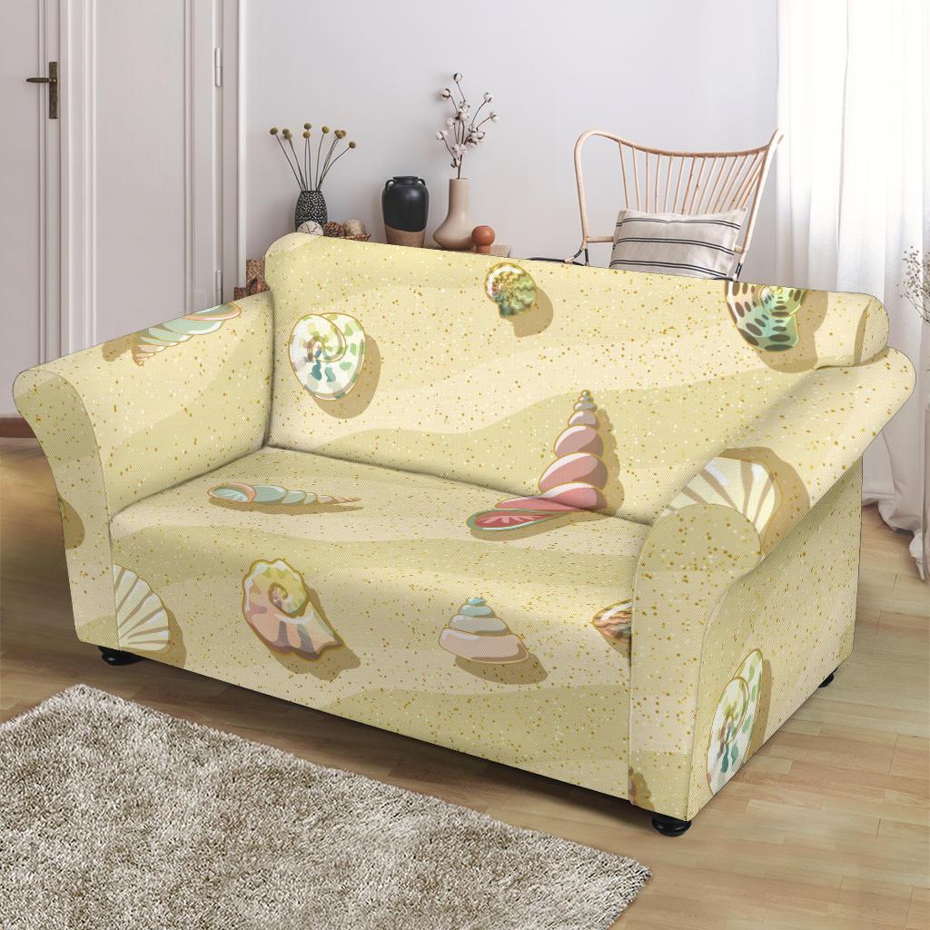 Beach with Seashell Theme Loveseat Slipcover-JTAMIGO.COM