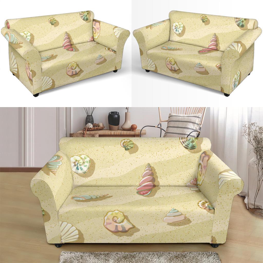 Beach with Seashell Theme Loveseat Slipcover-JTAMIGO.COM