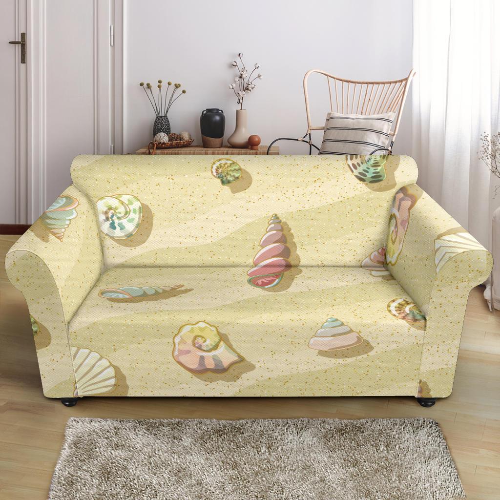 Beach with Seashell Theme Loveseat Slipcover-JTAMIGO.COM