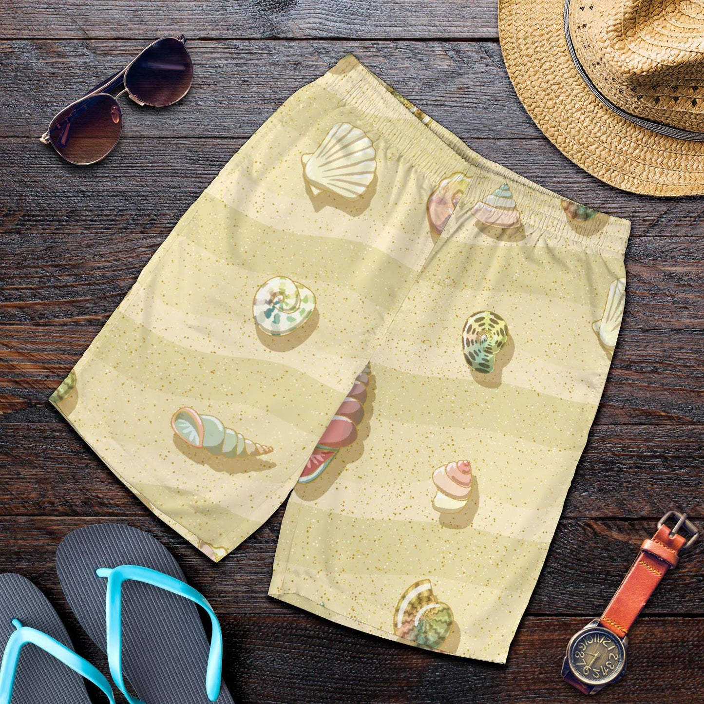 Beach with Seashell Theme Mens Shorts-JTAMIGO.COM