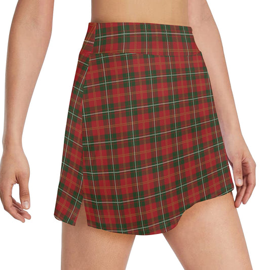 Holiday Tartan Plaid Pattern 17" Golf & Pickleball Skort with Pockets