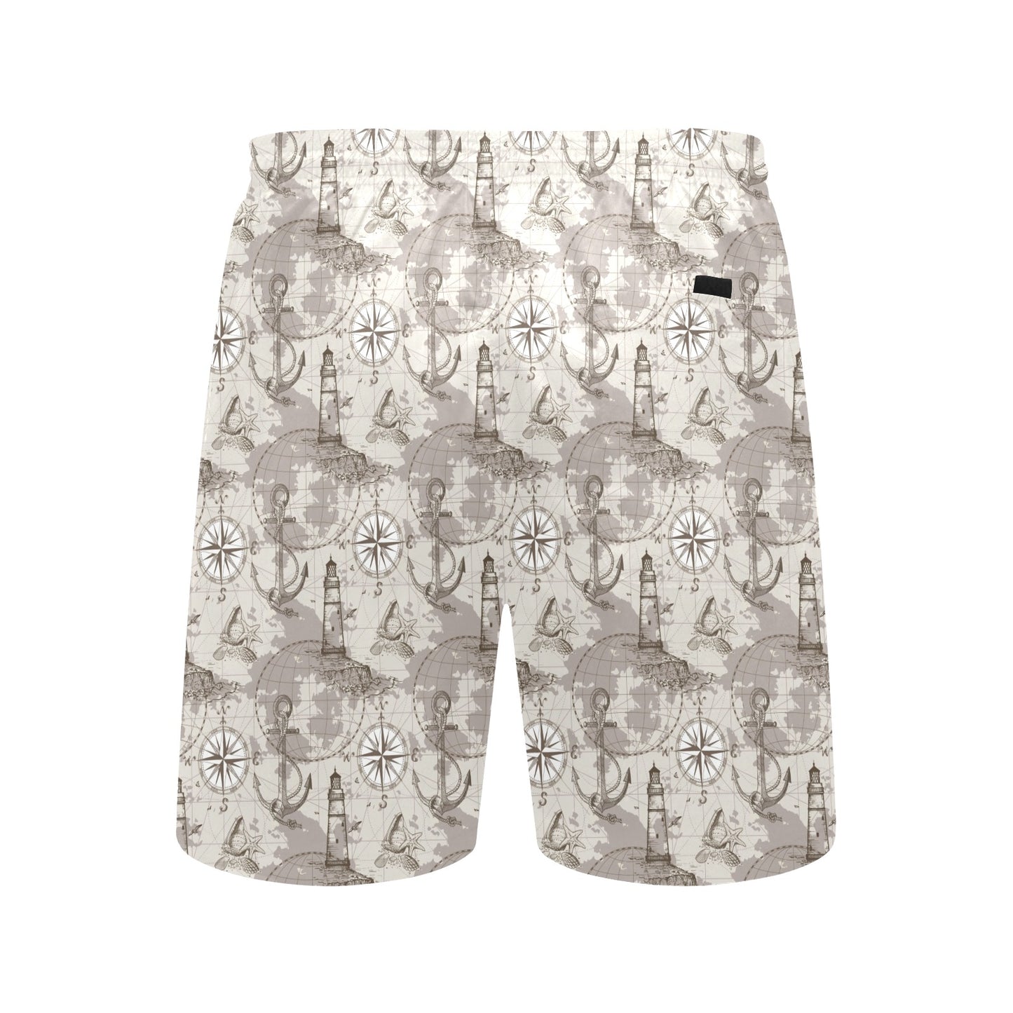 Nautical Map Design Themed Print Men's Swim Trunks Beach Shorts
