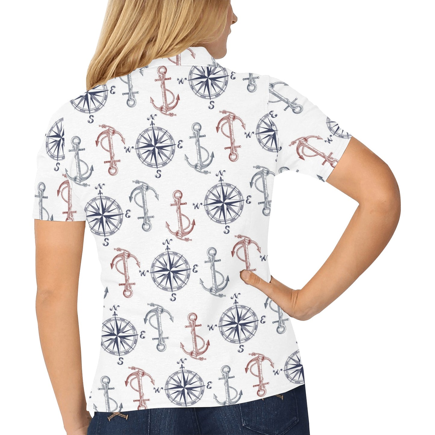 Anchor Pattern Print Design 06 Women's Polo Shirt