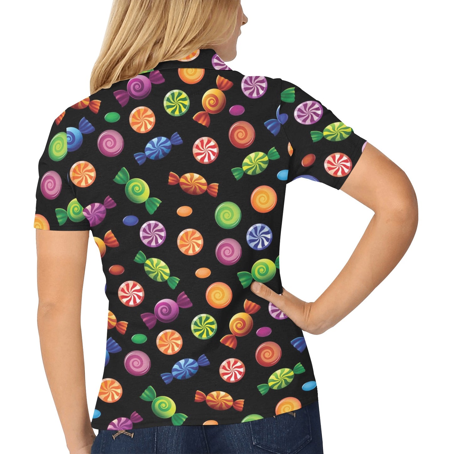 Candy Pattern Print Design 01 Women's Polo Shirt