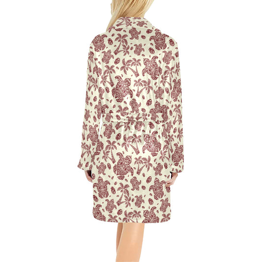 Polynesian Tattoo Turtle Themed Women's Fleece Robe