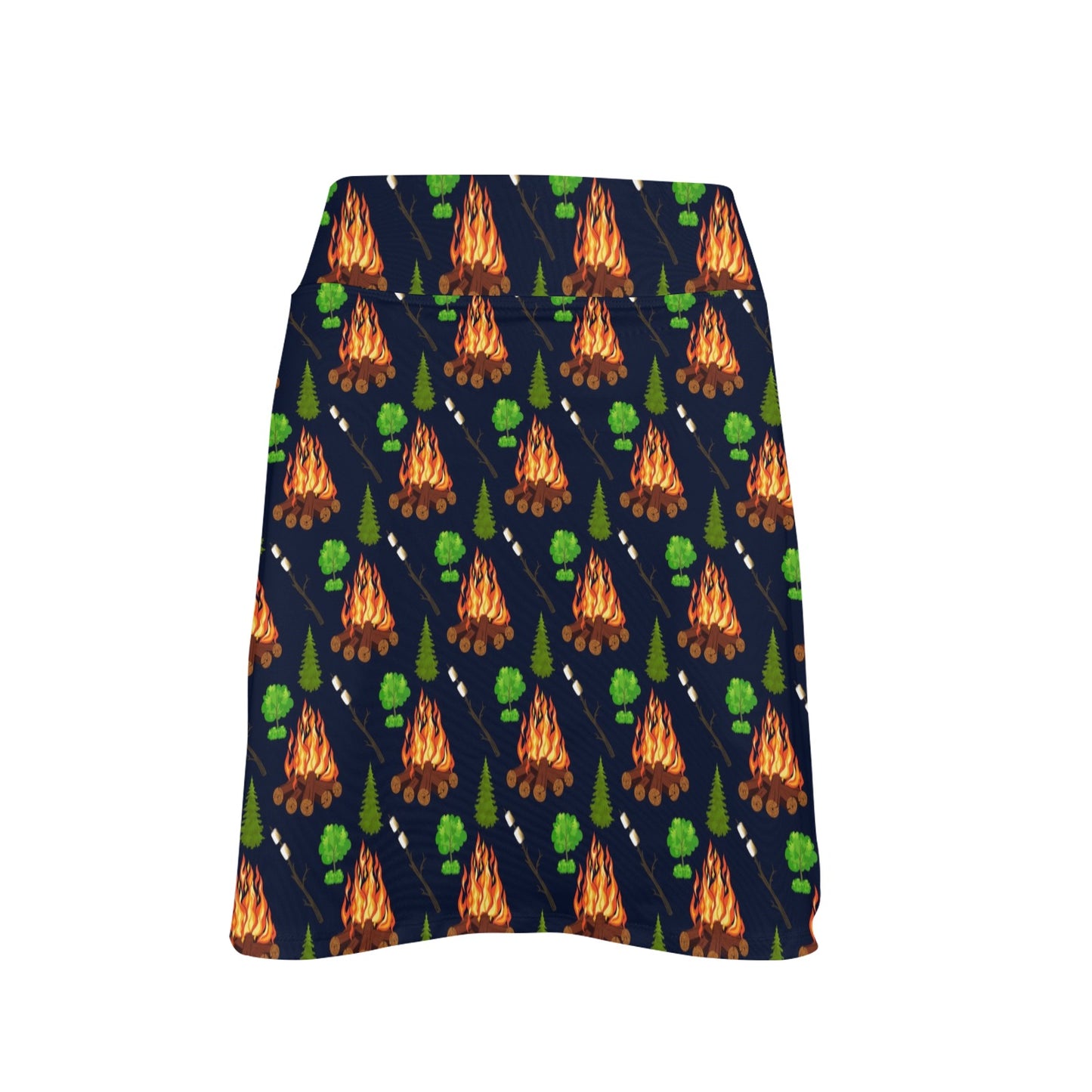 Camfire marshmallow Camping Design Print Women's Golf Skirt with Pocket