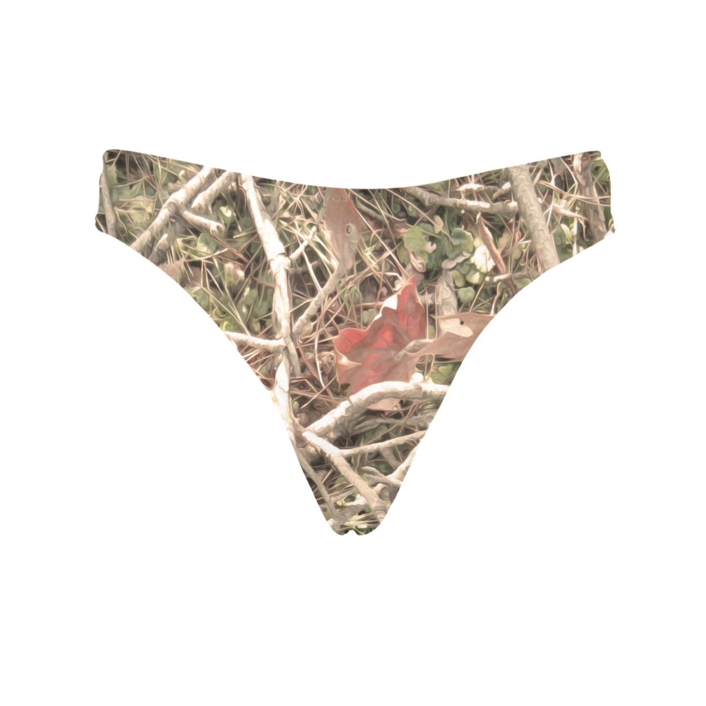 Camouflage Realistic Tree Authumn Print Women's Thongs
