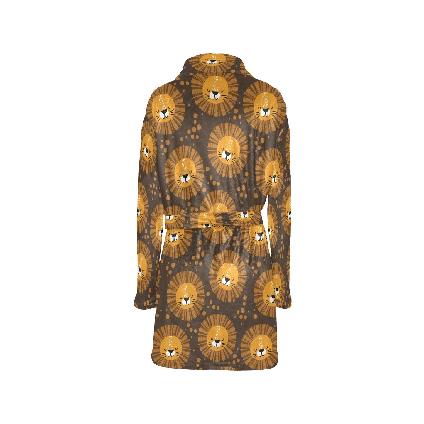 Lion Cartoon Pattern Print Design 01 Women's Fleece Robe
