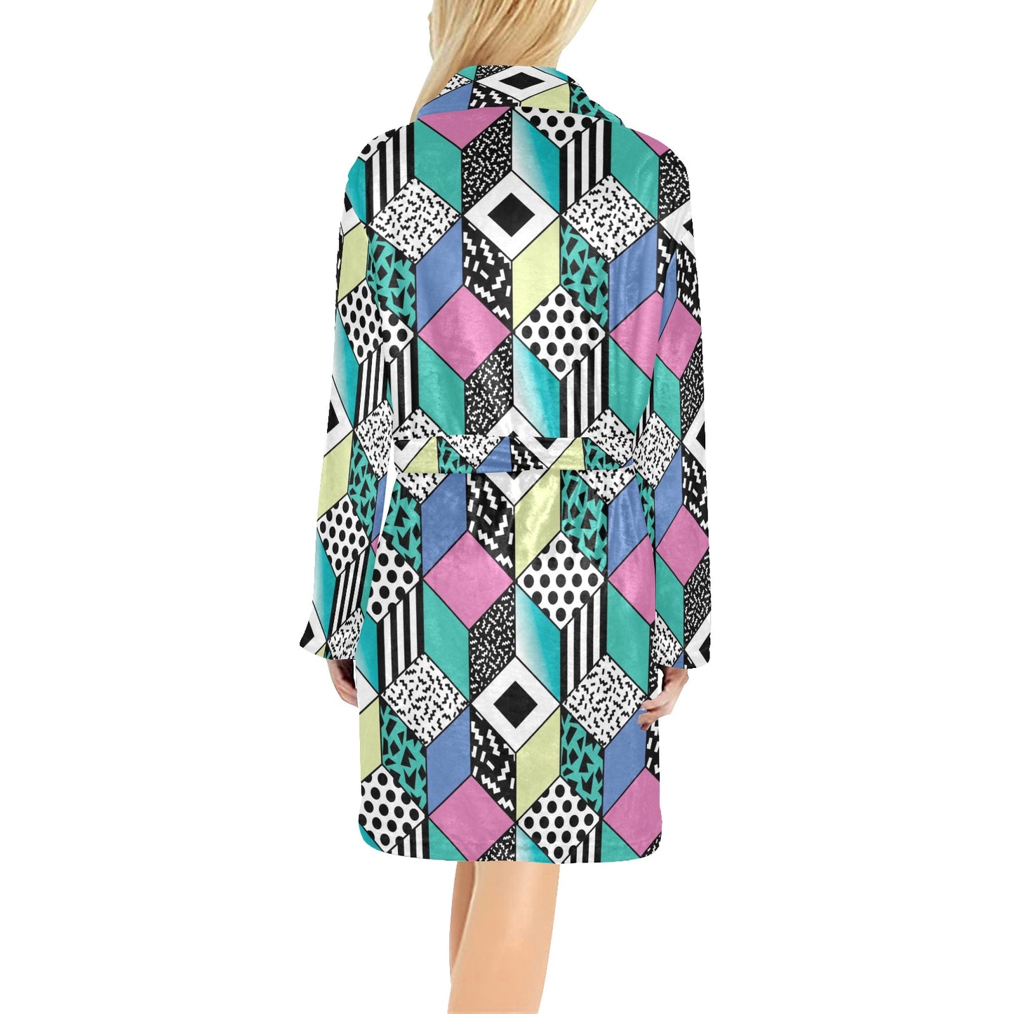 90s Pattern Print Design 3 Women's Fleece Robe