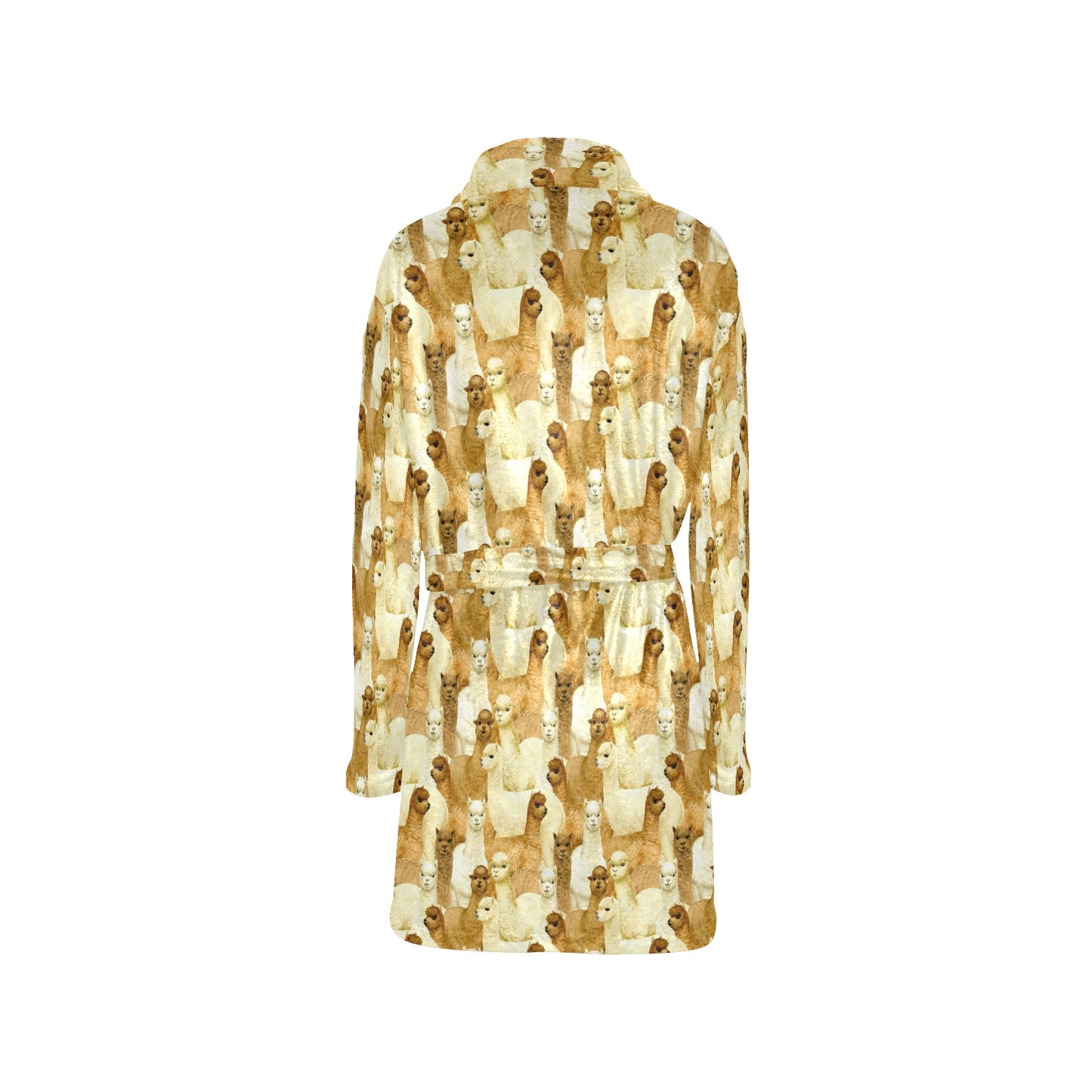 Alpaca Watercolor Design Themed Print Women's Fleece Robe