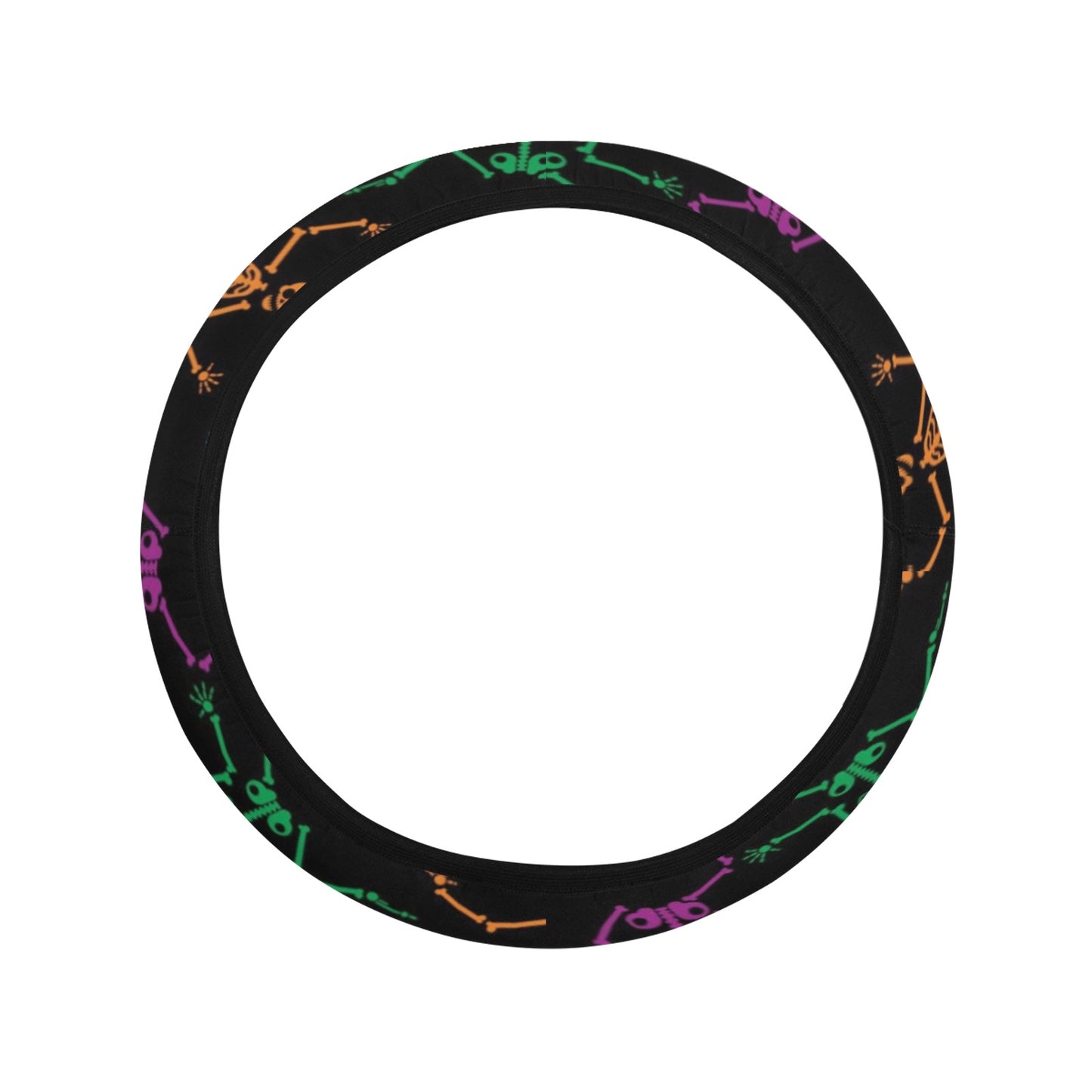 Skeleton Colorful Print Design LKS302 Steering Wheel Cover with Elastic Edge