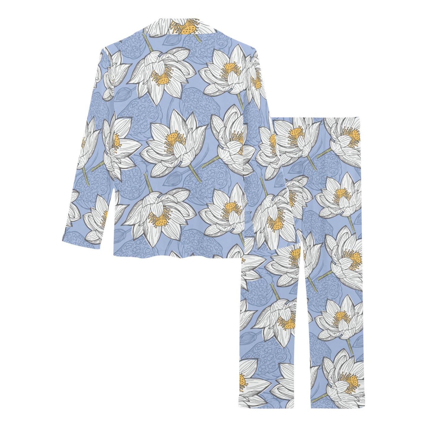 Lotus Pattern Print Design 04 Women's Long Pajama Set