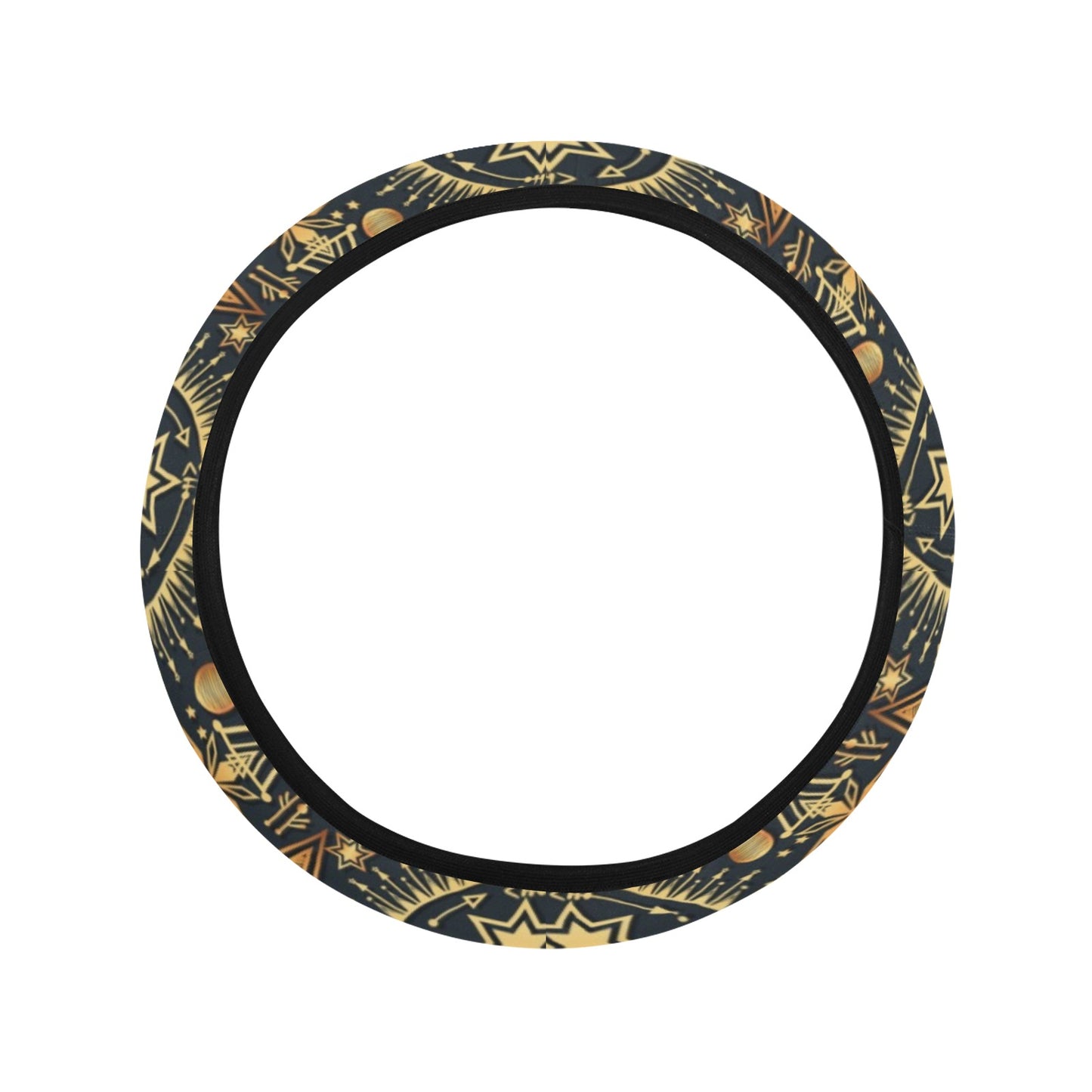 Sun Moon Print Design LKS308 Steering Wheel Cover with Elastic Edge