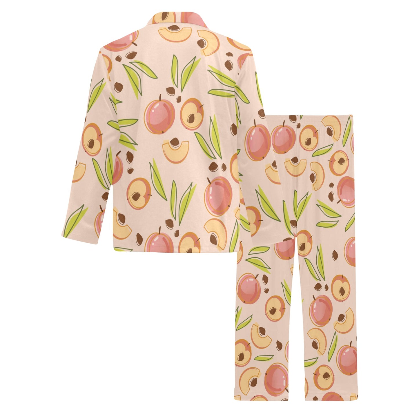 Peach Pattern Print Design A01 Men's Long Pajama Set