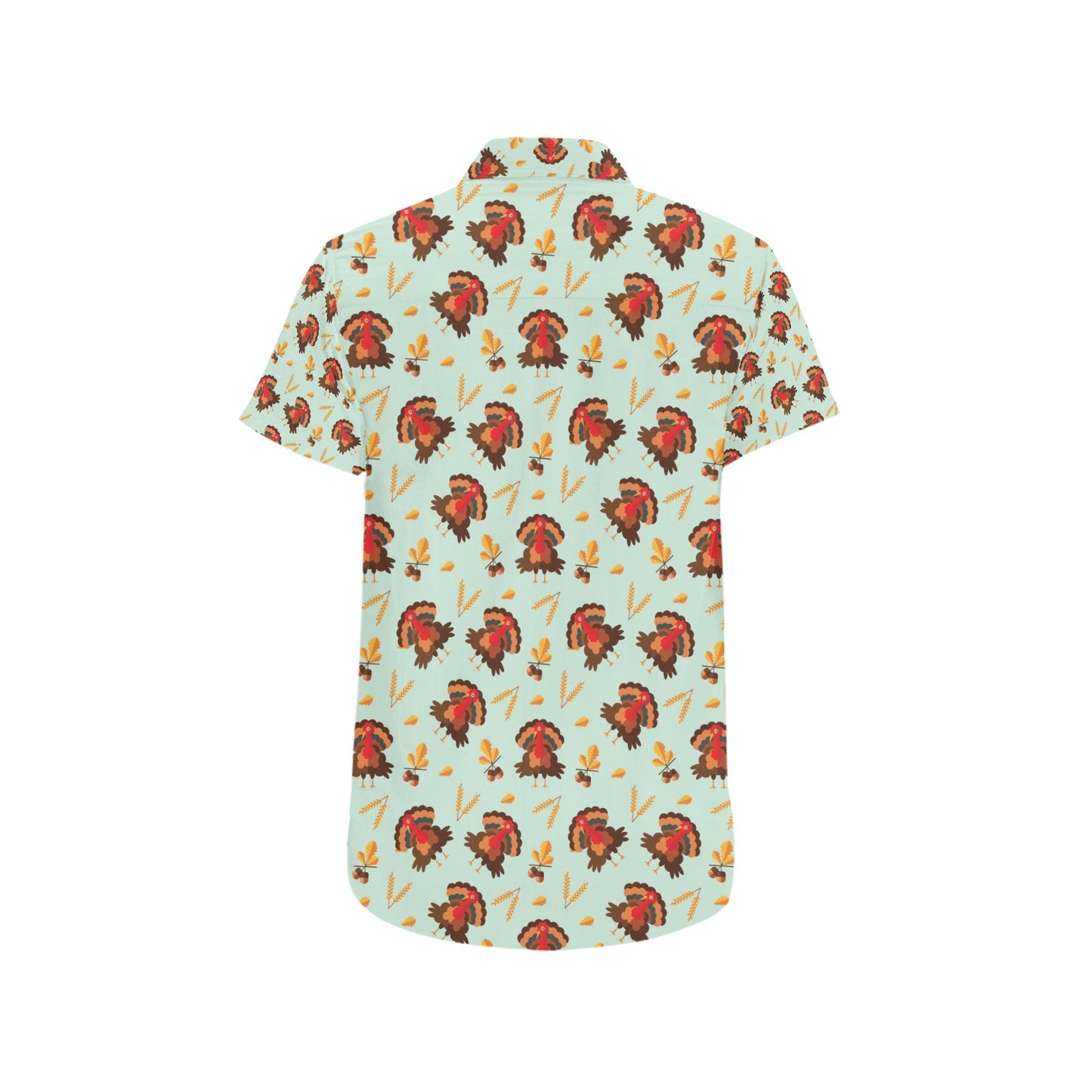 Thanksgiving Print Design LKS309 Men Short Sleeve Button Up Shirt
