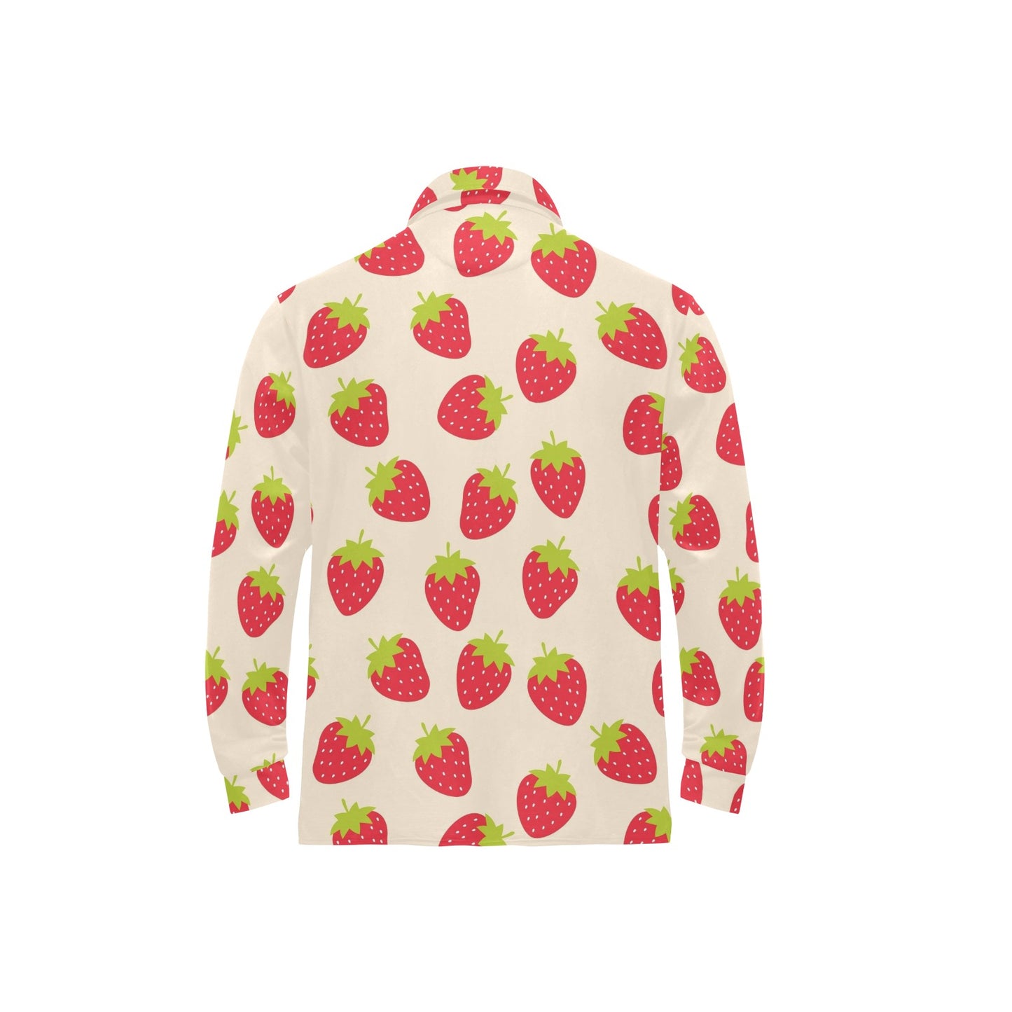 Strawberry Pattern Print Design SB02 Long Sleeve Polo Shirt For Men's