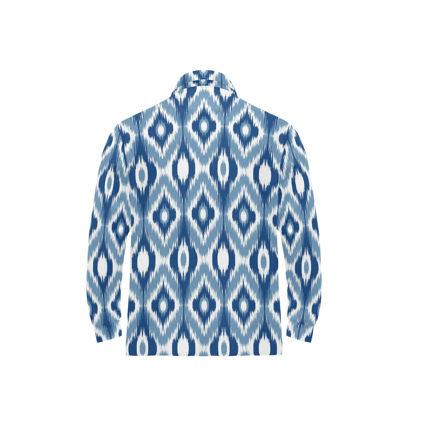 Ikat Pattern Print Design 03 Long Sleeve Polo Shirt For Men's