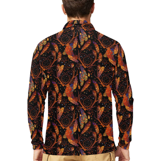 Dream Catcher Native American Design Long Sleeve Polo Shirt For Men's