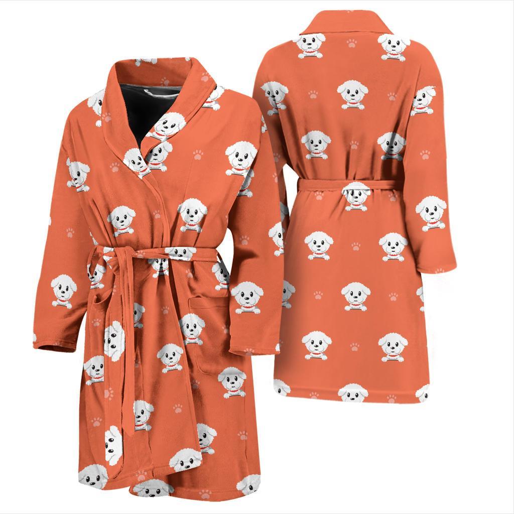 Bichons Frise Pattern Print Design 02 Men Bathrobe-JORJUNE.COM
