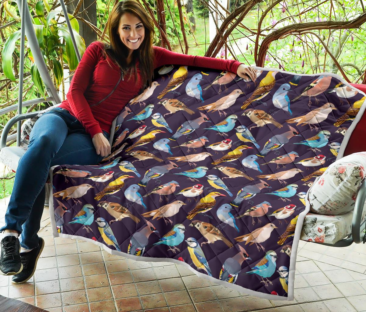 Bird Cute Print Pattern Premium Quilt-JTAMIGO.COM