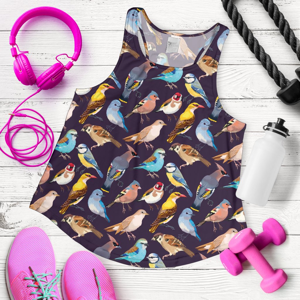 Bird Cute Print Pattern Women Racerback Tank Top