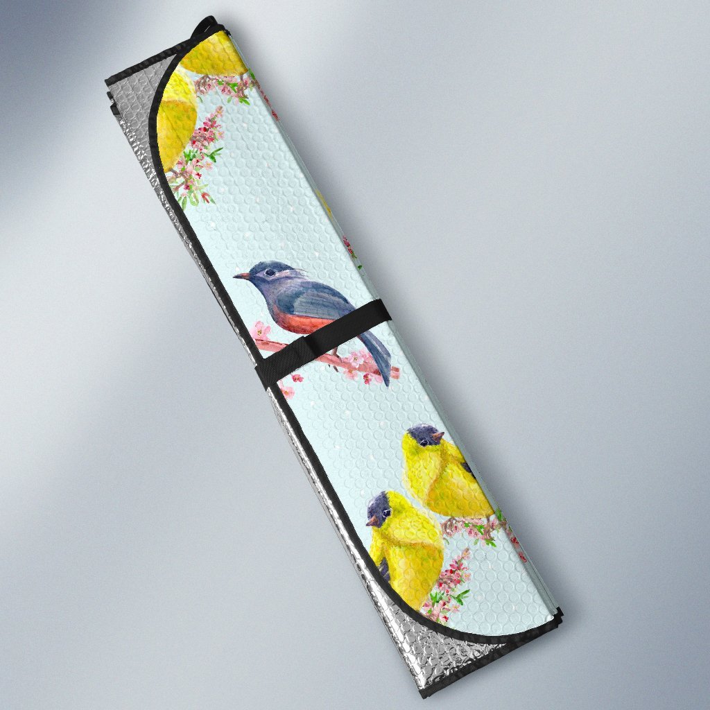 Bird Sweet Themed Print Pattern Car Sun Shade For Windshield