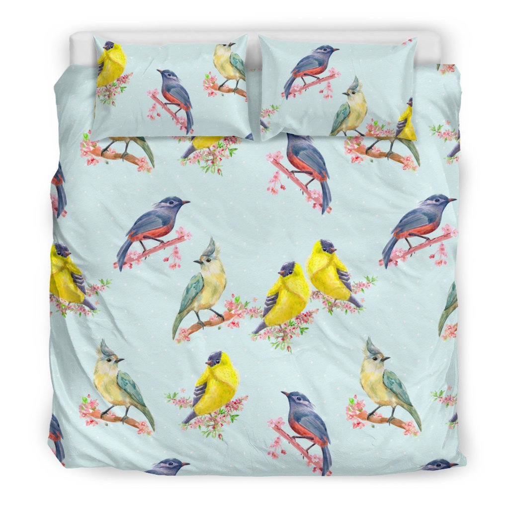 Bird Sweet Themed Print Pattern Duvet Cover Bedding Set