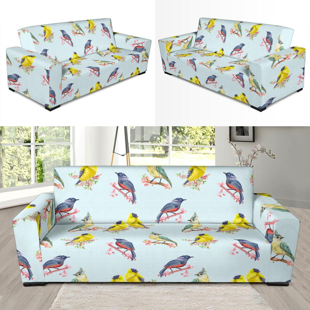 Bird Sweet Themed Print Pattern Sofa Slipcover-JTAMIGO.COM
