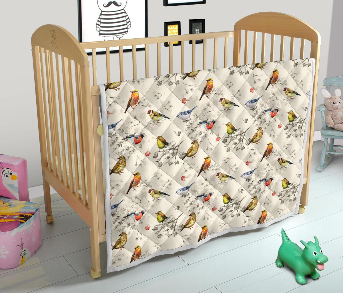 Bird Watercolor Design Pattern Premium Quilt-JTAMIGO.COM