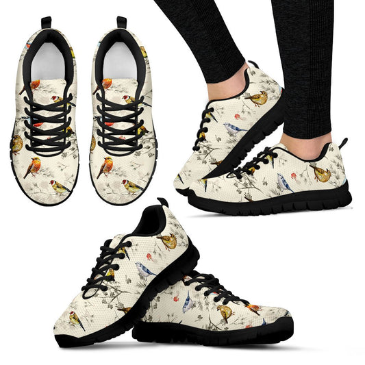 Bird Watercolor Design Pattern Women Sneakers Shoes