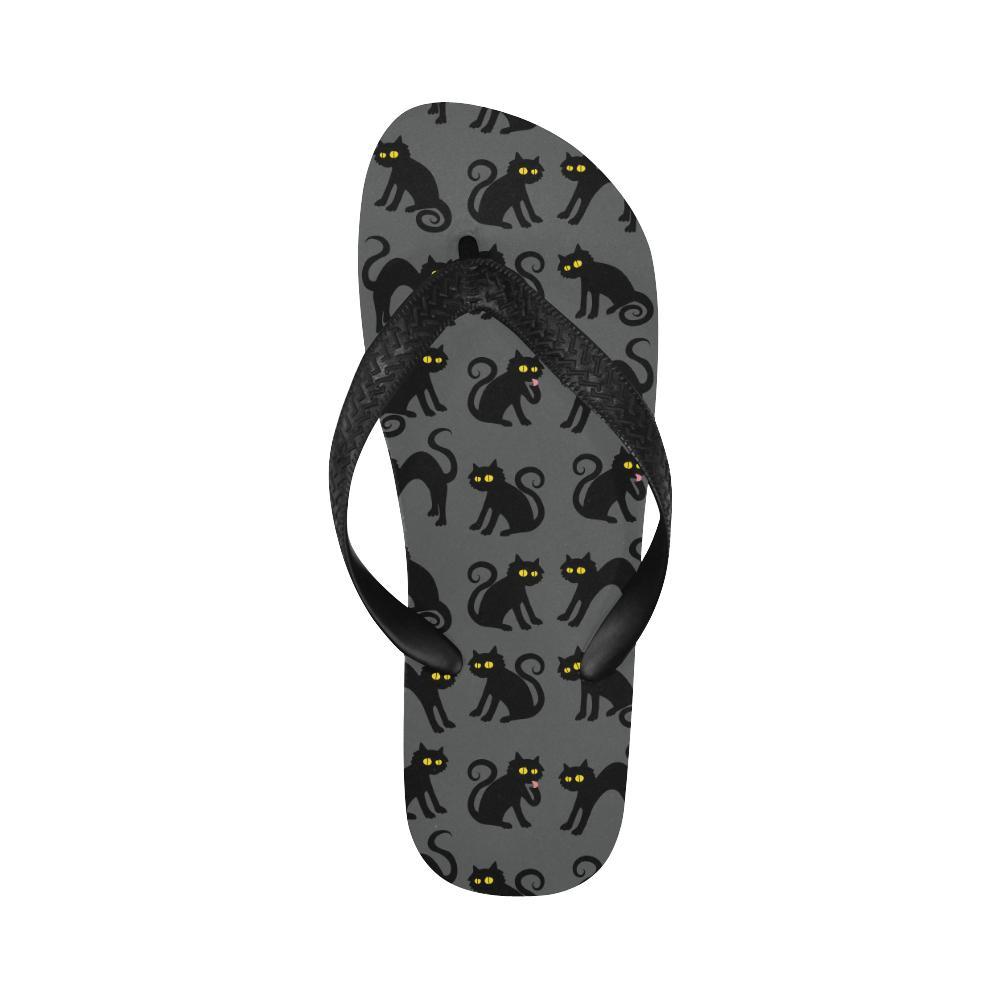 Black Cat Cute Print Pattern Flip Flops-JTAMIGO.COM