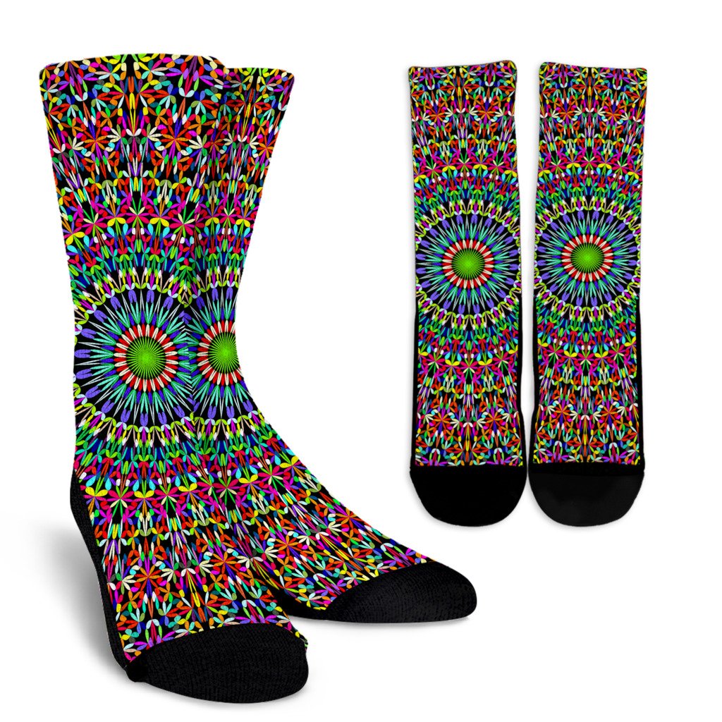 Bohemian Colorful Style Print Crew Socks