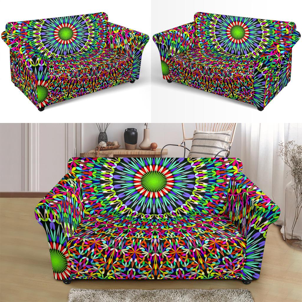 Bohemian Colorful Style Print Loveseat Slipcover-JTAMIGO.COM