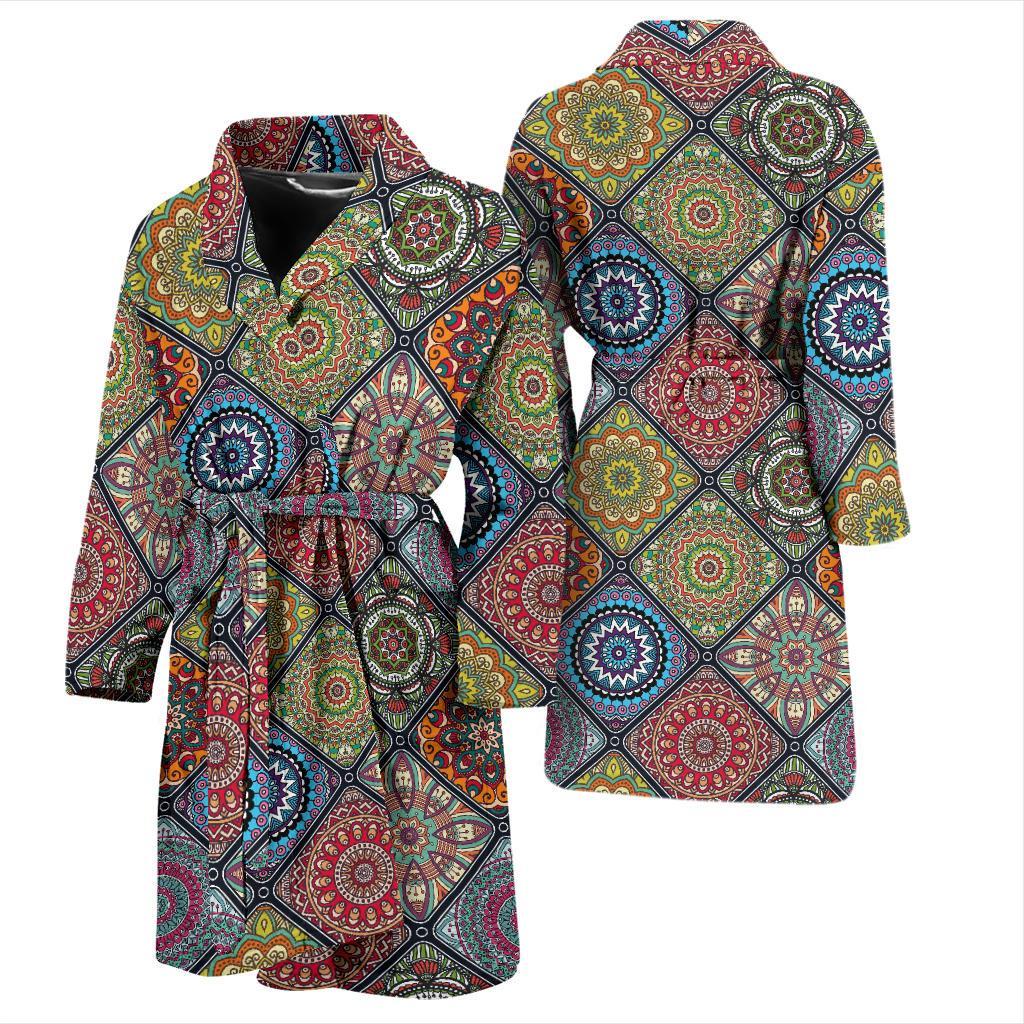 Bohemian Pattern Print Design 05 Men Bathrobe-JORJUNE.COM