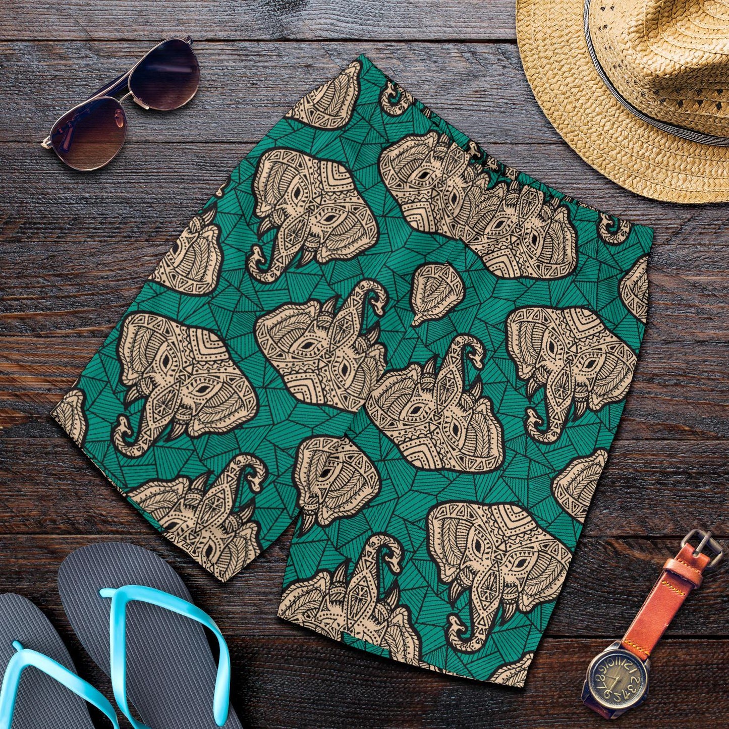 Boho Head Elephant Mens Shorts-JTAMIGO.COM