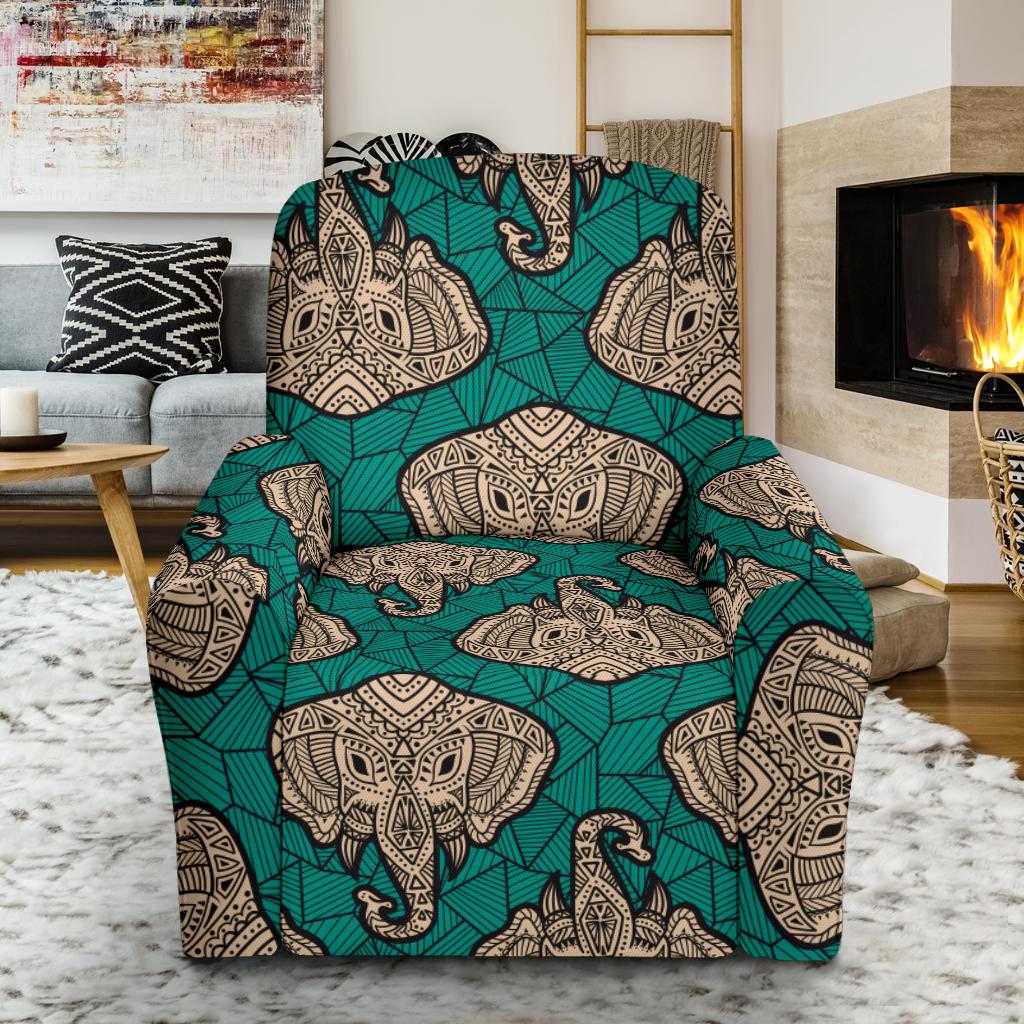 Boho Head Elephant Single Sofa Slipcover -JTAMIGO.COM
