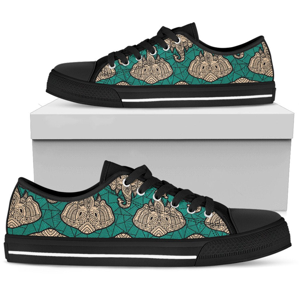 Boho Head Elephant Women Low Top Shoes