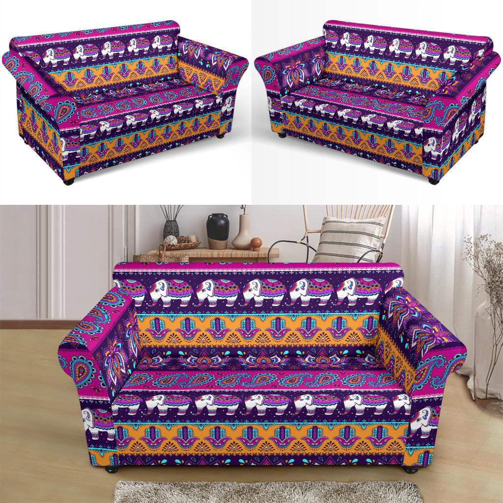 Boho Indian Style Pattern Loveseat Slipcover-JTAMIGO.COM