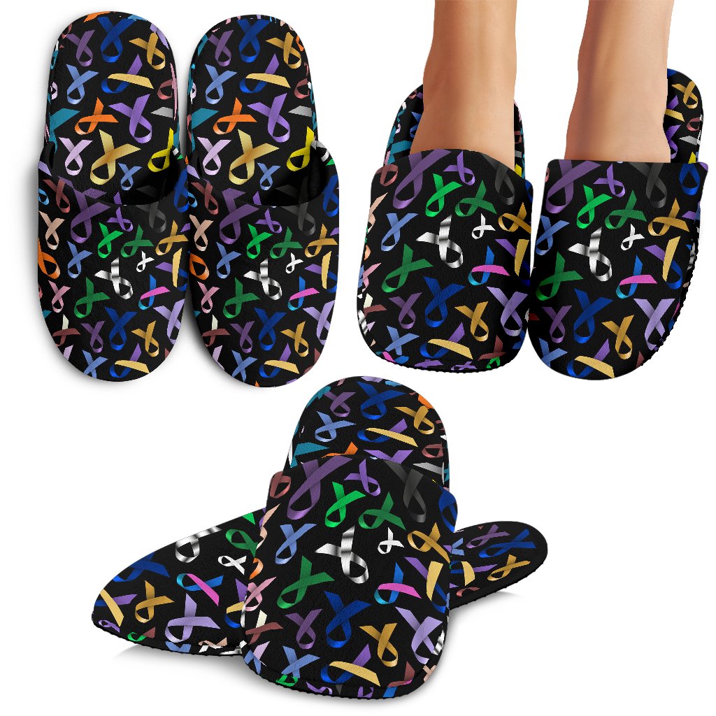 Breast Cancer Awareness Colorful Print House Slippers
