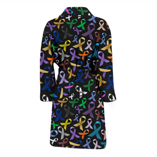Breast Cancer Awareness Colorful Print Men Bath Robe-JTAMIGO.COM