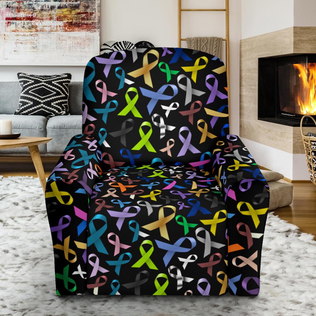 Breast Cancer Awareness Colorful Print Single Sofa Slipcover -JTAMIGO.COM